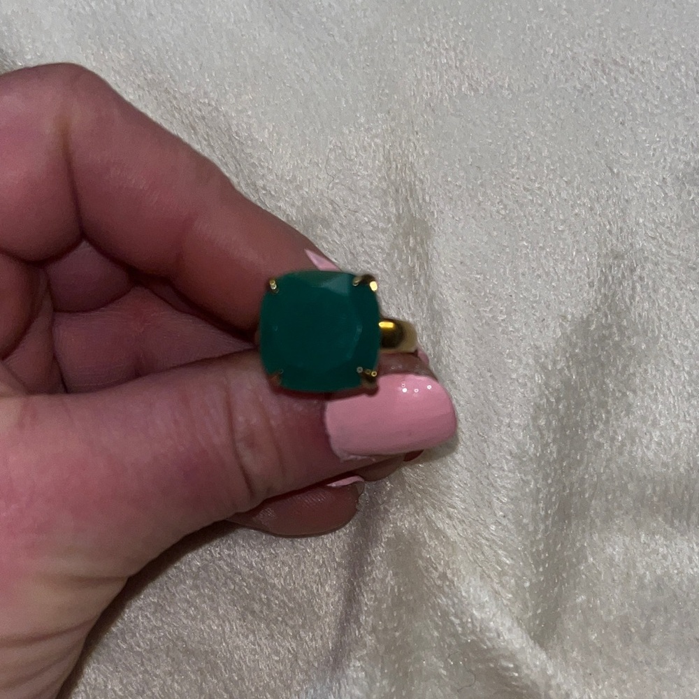 Elegant Green Stone Golden-colored kate spade adjustable size 7 ring Ring - Picture 8 of 10